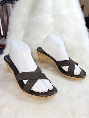 Italian Shoemakers Womens Wedge Slide Sandals